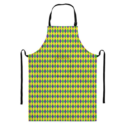 Mardi Gras Fat Tuesday Pattern Print Bib Apron With Pocket