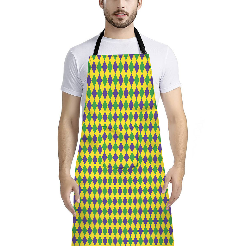Mardi Gras Fat Tuesday Pattern Print Bib Apron With Pocket