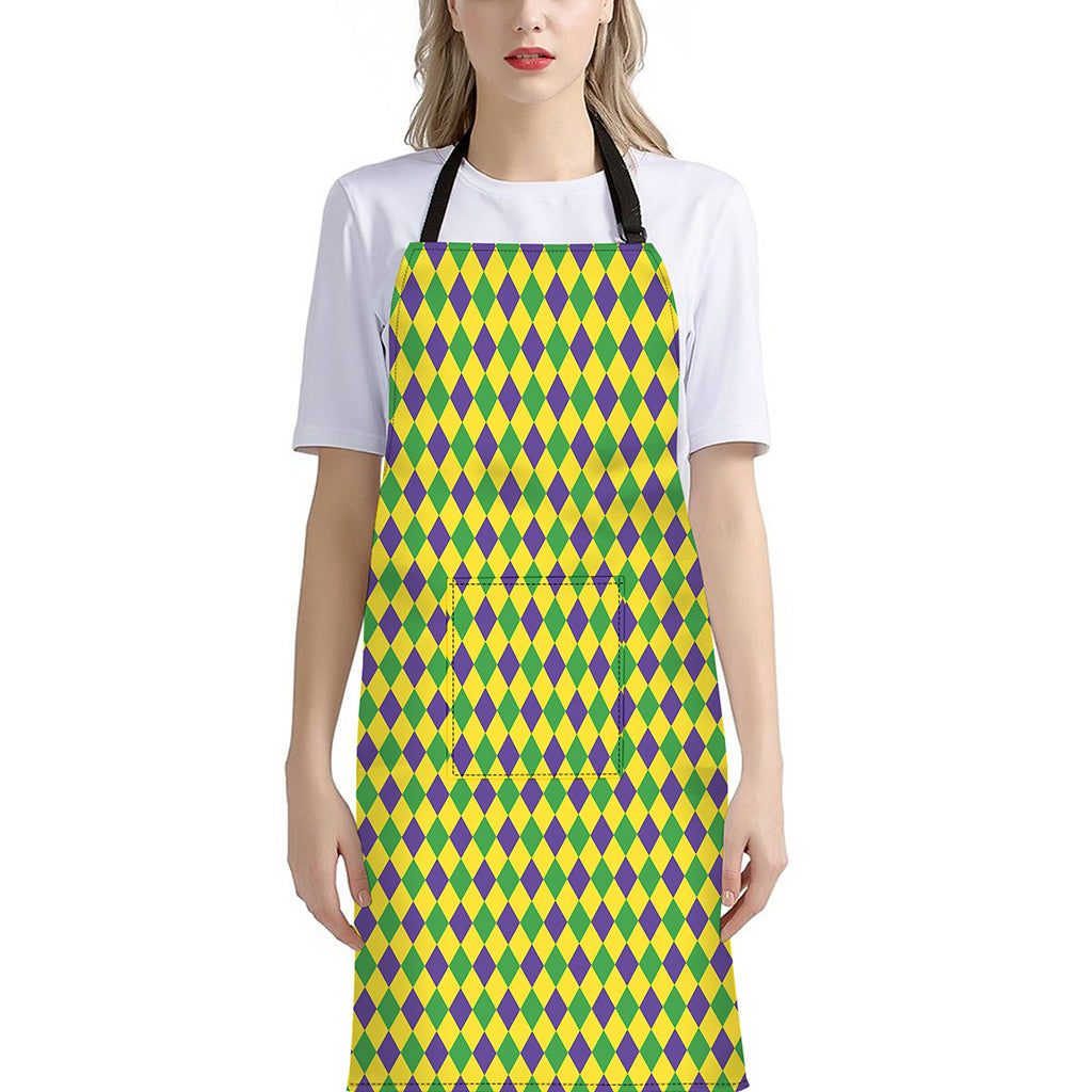 Mardi Gras Fat Tuesday Pattern Print Bib Apron With Pocket