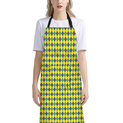 Mardi Gras Fat Tuesday Pattern Print Bib Apron With Pocket
