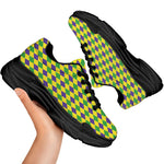 Mardi Gras Fat Tuesday Pattern Print Black Chunky Shoes