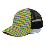 Mardi Gras Fat Tuesday Pattern Print Black Mesh Trucker Cap