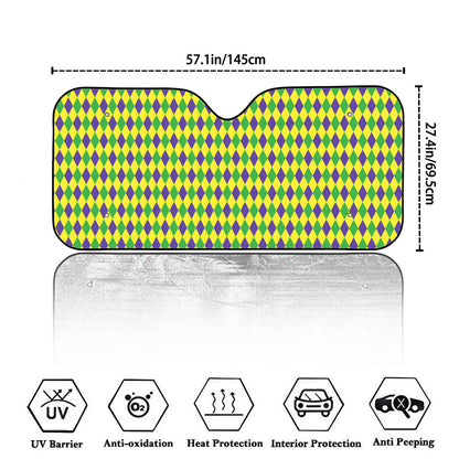 Mardi Gras Fat Tuesday Pattern Print Car Windshield Sun Shade