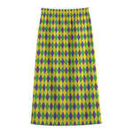 Mardi Gras Fat Tuesday Pattern Print Cotton Front Slit Maxi Skirt