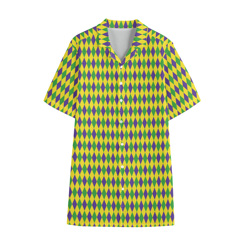 Mardi Gras Fat Tuesday Pattern Print Cotton Hawaiian Shirt