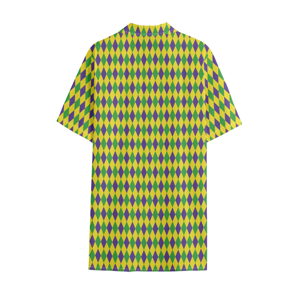 Mardi Gras Fat Tuesday Pattern Print Cotton Hawaiian Shirt