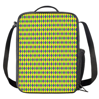 Mardi Gras Fat Tuesday Pattern Print Crossbody Lunch Bag