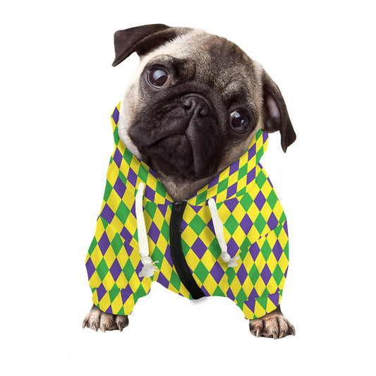 Mardi Gras Fat Tuesday Pattern Print Dog Zip Up Hoodie