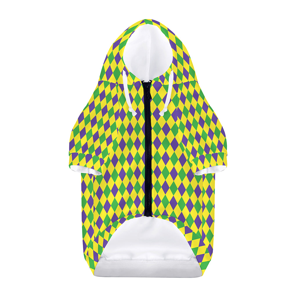 Mardi Gras Fat Tuesday Pattern Print Dog Zip Up Hoodie