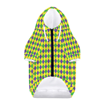 Mardi Gras Fat Tuesday Pattern Print Dog Zip Up Hoodie