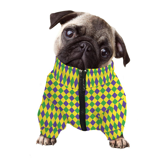 Mardi Gras Fat Tuesday Pattern Print Dog Zip Up Jacket