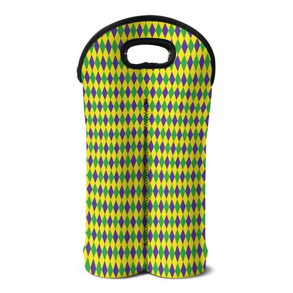 Mardi Gras Fat Tuesday Pattern Print Double Neoprene Wine Tote