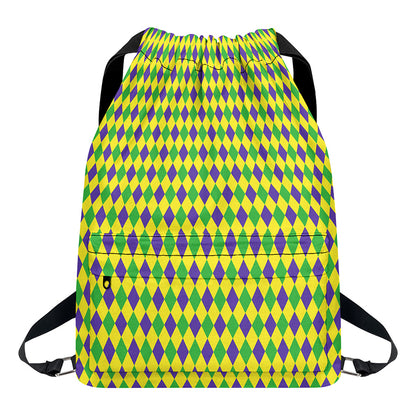 Mardi Gras Fat Tuesday Pattern Print Drawstring Backpack