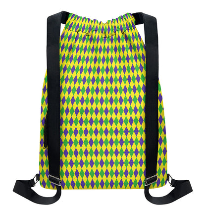 Mardi Gras Fat Tuesday Pattern Print Drawstring Backpack