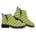 Mardi Gras Fat Tuesday Pattern Print Flat Ankle Boots