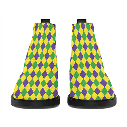 Mardi Gras Fat Tuesday Pattern Print Flat Ankle Boots