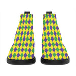 Mardi Gras Fat Tuesday Pattern Print Flat Ankle Boots