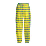 Mardi Gras Fat Tuesday Pattern Print Fleece Lined Knit Pants