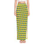Mardi Gras Fat Tuesday Pattern Print High Slit Maxi Skirt