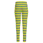 Mardi Gras Fat Tuesday Pattern Print High-Waisted Pocket Leggings