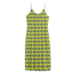 Mardi Gras Fat Tuesday Pattern Print Jersey Midi Cami Dress