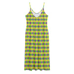 Mardi Gras Fat Tuesday Pattern Print Jersey Midi Cami Dress