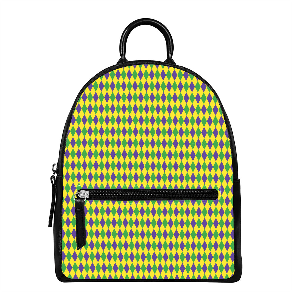 Mardi Gras Fat Tuesday Pattern Print Leather Backpack