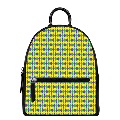 Mardi Gras Fat Tuesday Pattern Print Leather Backpack