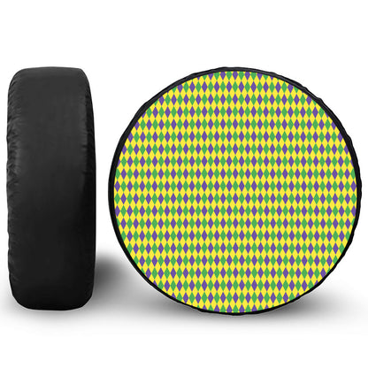 Mardi Gras Fat Tuesday Pattern Print Leather Spare Tire Cover
