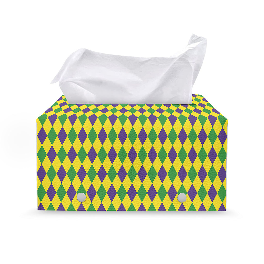 Mardi Gras Fat Tuesday Pattern Print Leather Tissue Box Cover