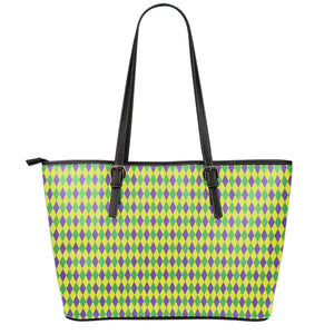 Mardi Gras Fat Tuesday Pattern Print Leather Tote Bag