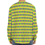 Mardi Gras Fat Tuesday Pattern Print Long Sleeve Baseball Jersey
