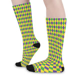 Mardi Gras Fat Tuesday Pattern Print Long Socks