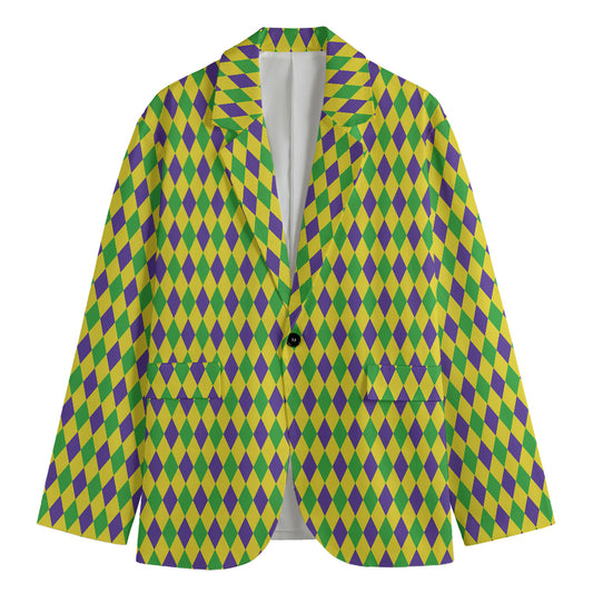 Mardi Gras Fat Tuesday Pattern Print Men's Blazer