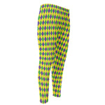 Mardi Gras Fat Tuesday Pattern Print Men's Compression Pants