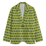 Mardi Gras Fat Tuesday Pattern Print Men's Cotton Blazer