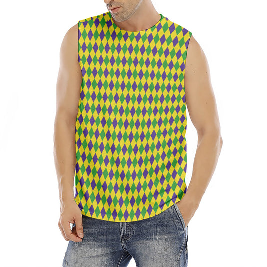 Mardi Gras Fat Tuesday Pattern Print Men's Fitness Tank Top