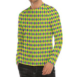 Mardi Gras Fat Tuesday Pattern Print Men's Long Sleeve Rash Guard