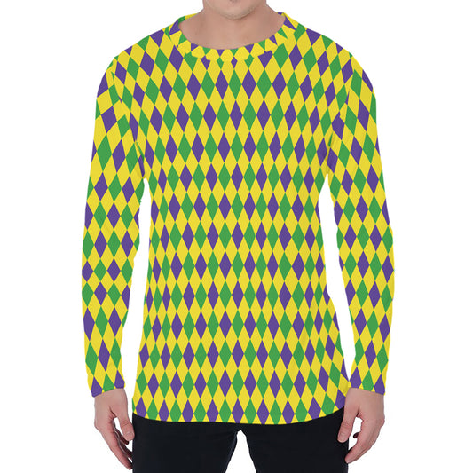 Mardi Gras Fat Tuesday Pattern Print Men's Long Sleeve T-Shirt
