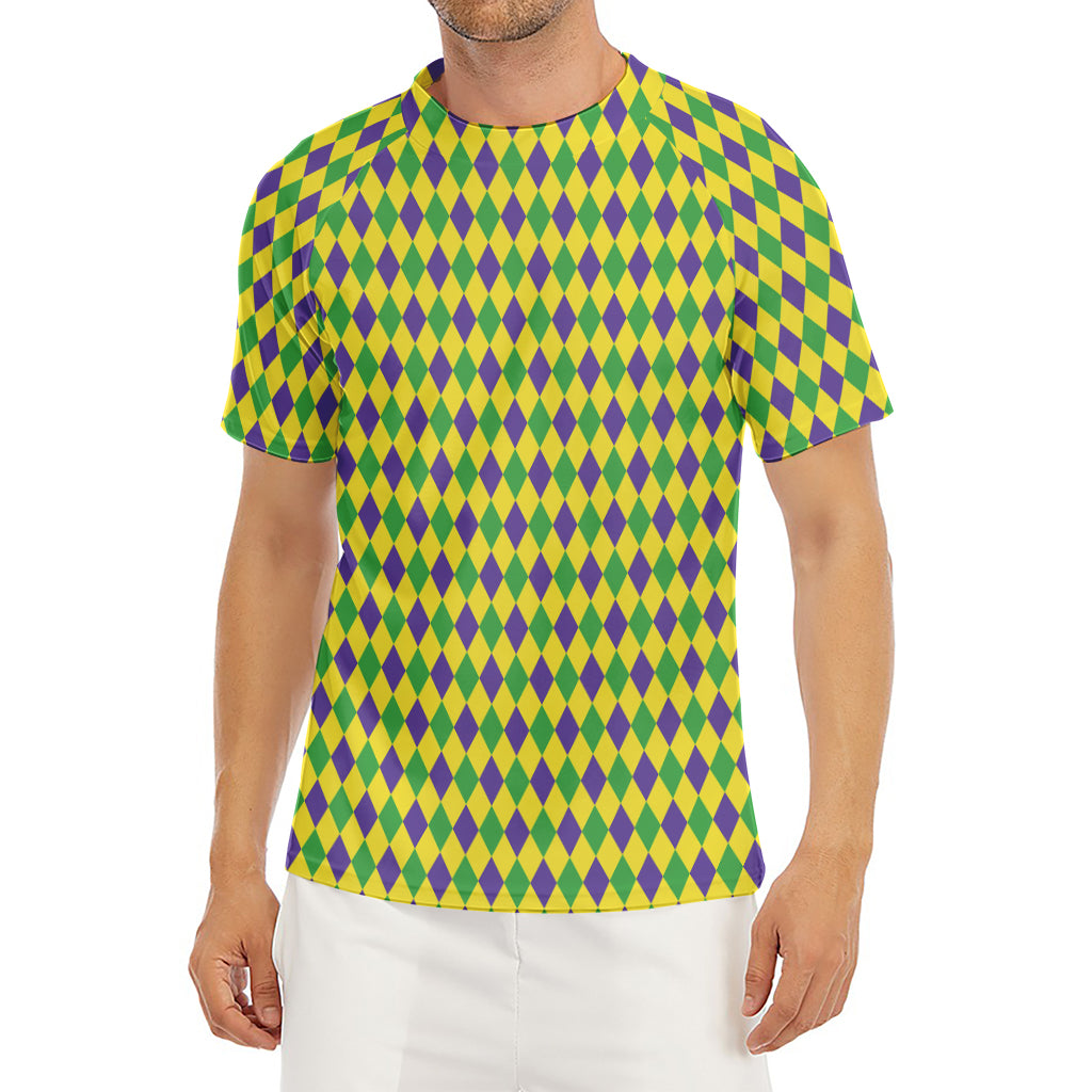 Mardi Gras Fat Tuesday Pattern Print Men's Short Sleeve Rash Guard