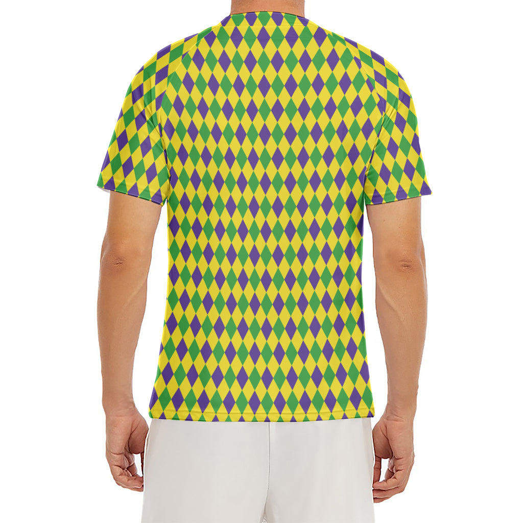 Mardi Gras Fat Tuesday Pattern Print Men's Short Sleeve Rash Guard
