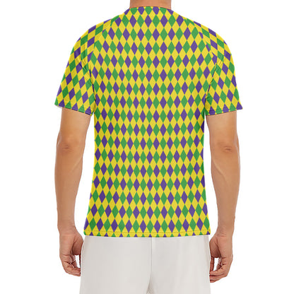 Mardi Gras Fat Tuesday Pattern Print Men's Short Sleeve Rash Guard