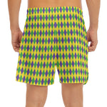 Mardi Gras Fat Tuesday Pattern Print Men's Split Running Shorts