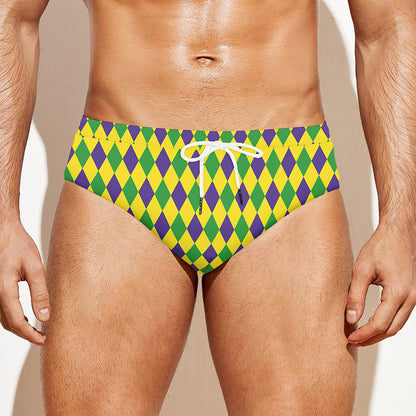 Mardi Gras Fat Tuesday Pattern Print Men's Swim Briefs