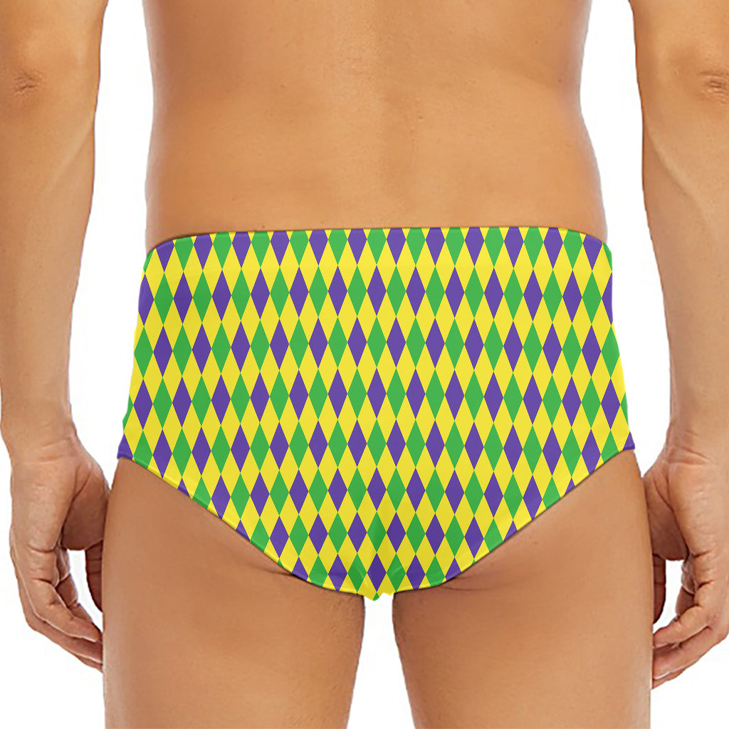 Mardi Gras Fat Tuesday Pattern Print Men's Triangle Swim Briefs