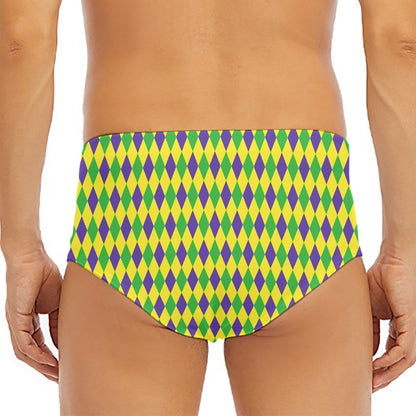Mardi Gras Fat Tuesday Pattern Print Men's Triangle Swim Briefs