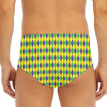 Mardi Gras Fat Tuesday Pattern Print Men's Triangle Swim Briefs