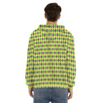 Mardi Gras Fat Tuesday Pattern Print Men's Velvet Pullover Hoodie