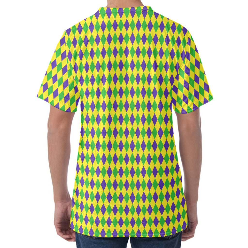 Mardi Gras Fat Tuesday Pattern Print Men's Velvet T-Shirt