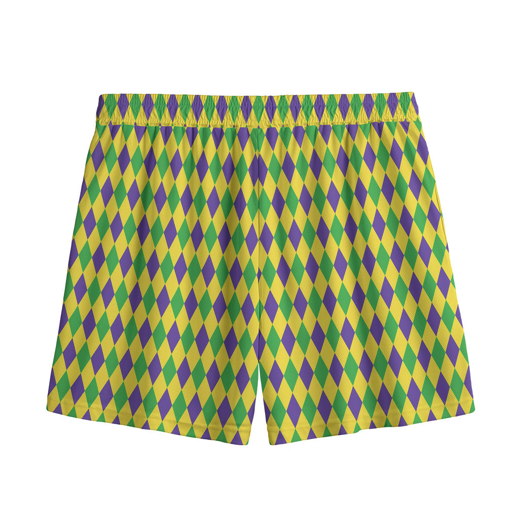 Mardi Gras Fat Tuesday Pattern Print Mesh Shorts